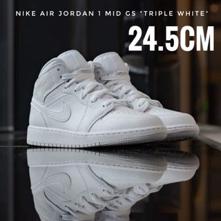 ジョーダン(Jordan Brand（NIKE）)の24.5【新品】NIKE AIR JORDAN 1 MID GS　ホワイト　白(スニーカー)