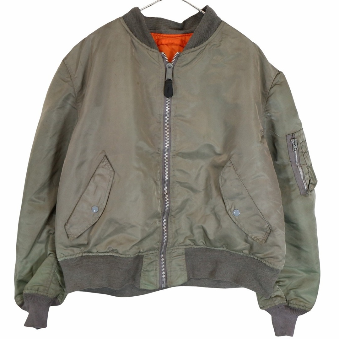 USA製 ALPHA INDUSTRIES アルファ インダストリーズ MA-1 ジャケット ミリタリー アウター グレー (メンズ XL)   O2873