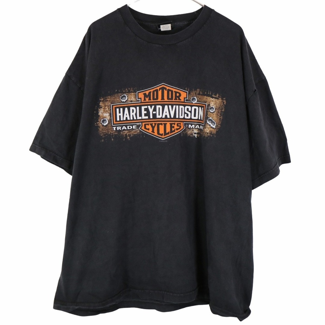 HARLEY DAVIDSON ハーレーダビッドソン ロゴプリント半袖Ｔシャツ 大きいサイズ 丸首 ブラック (メンズ 2XL)   O2915
