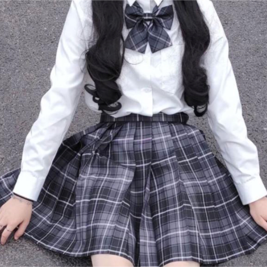 新品✨ 2XL 制服高校 スカート 女子 リボン付き 2点セット チェック柄