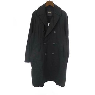 Solleciti ソレシティ MAN FABRIC COAT レザーカラーコットントレンチコート ブラック 48(トレンチコート)