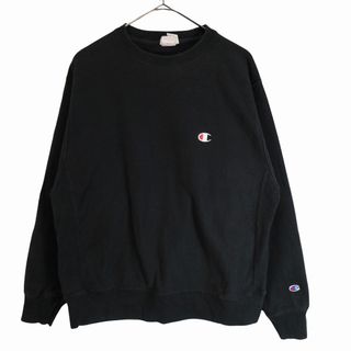 チャンピオン(Champion)のChampion チャンピオン リバースウィーブ スウェット 刺繍 バックプリント ブラック (メンズ L) 中古 古着 O2936(スウェット)