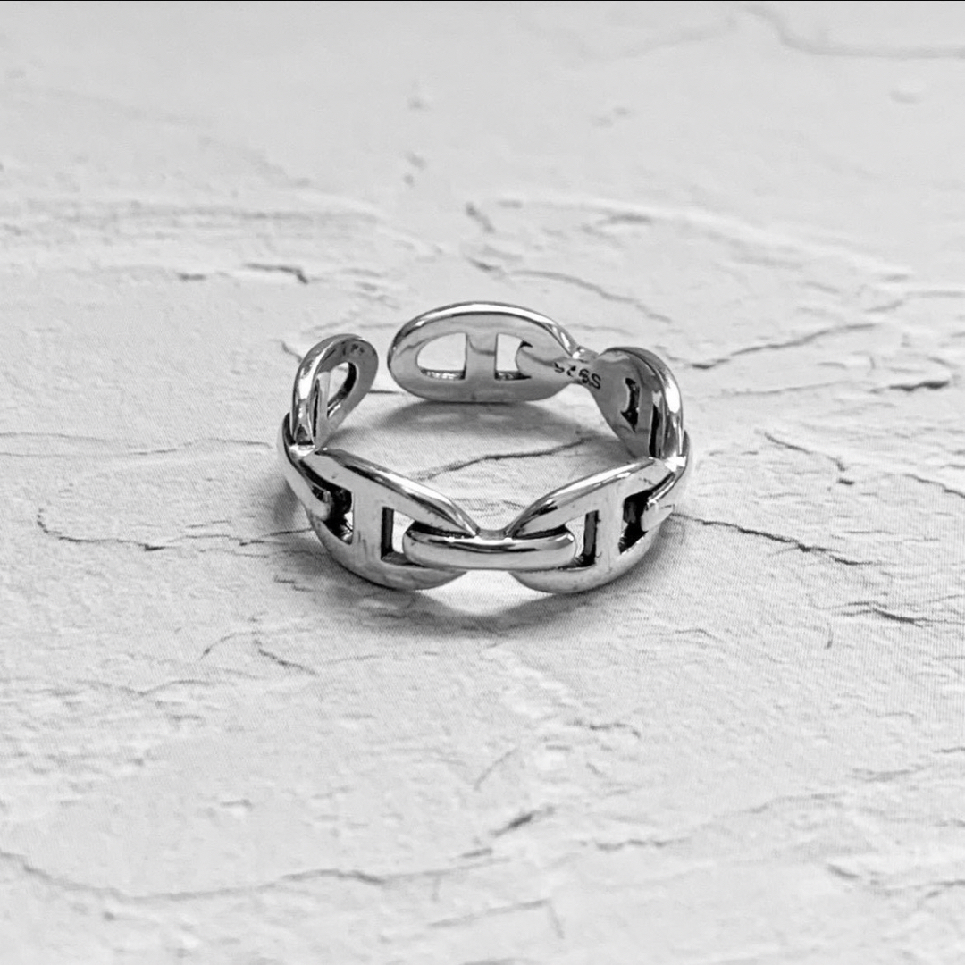 【S925】アンカーリング  チェーン H 8mm幅指輪 レディースのアクセサリー(リング(指輪))の商品写真