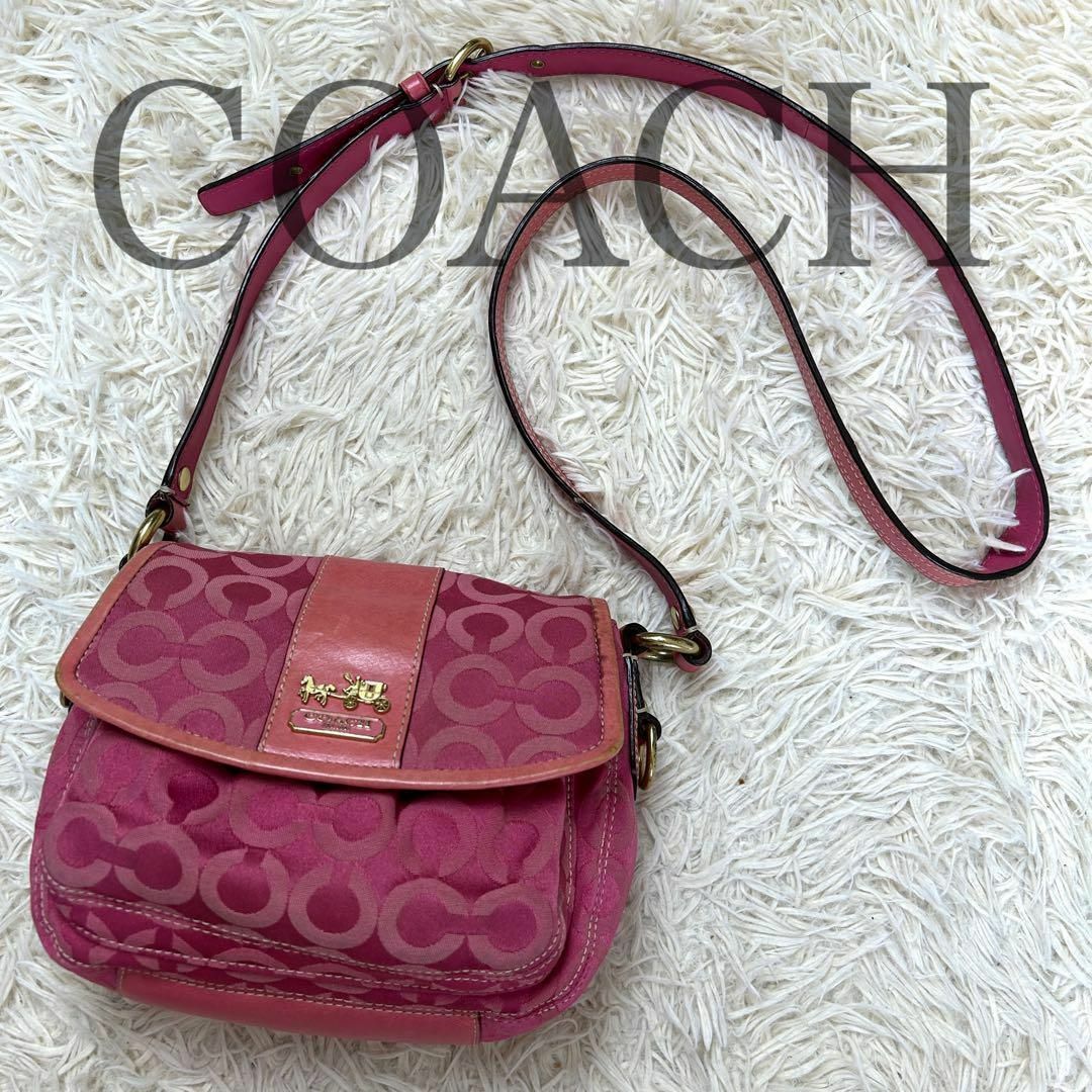 美品 COACH コーチ オプアート トートバッグ シグネチャー グレー 肩掛け