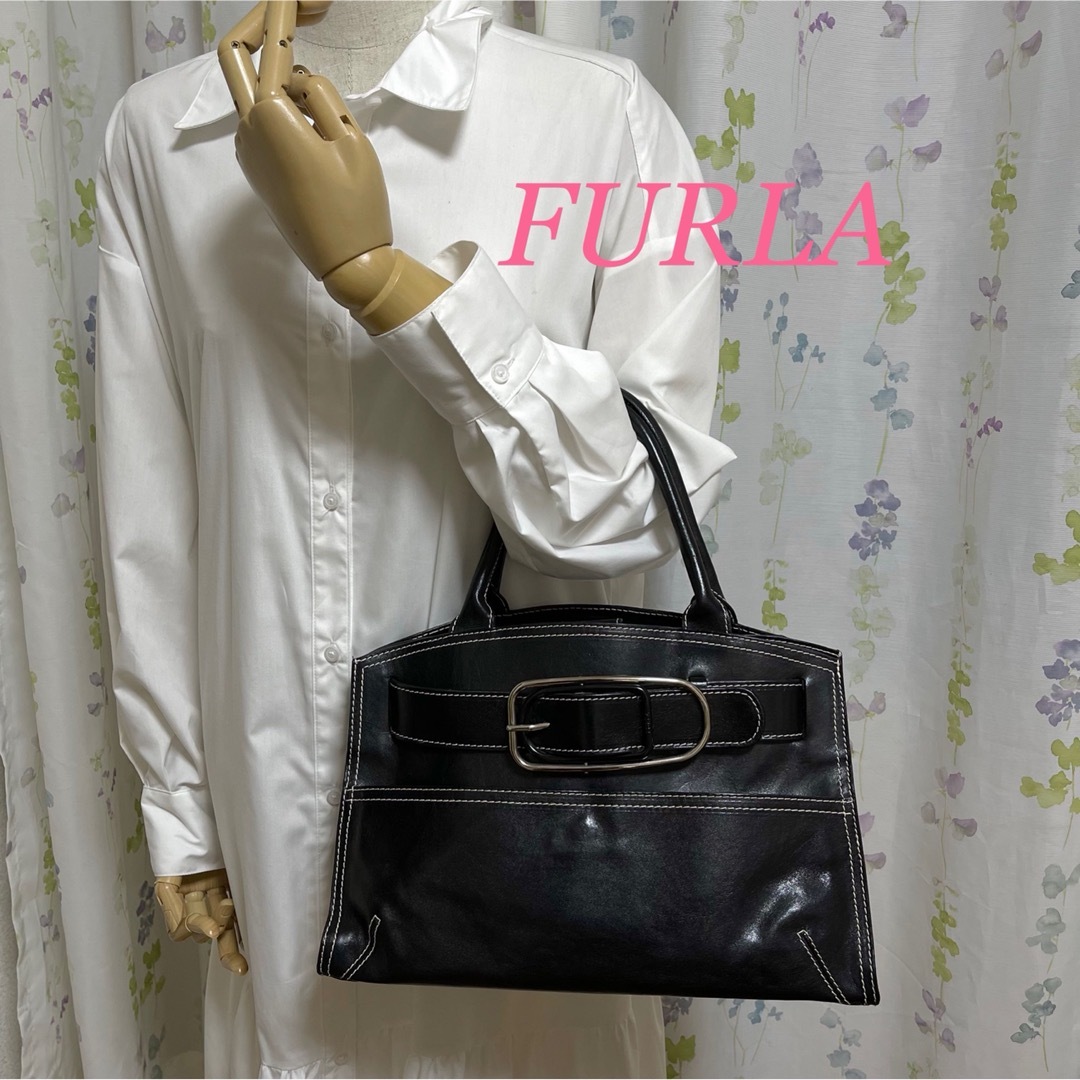 【良好】FURLA フルラ　トートバッグ　ハンドバッグ レザー　黒 | フリマアプリ ラクマ