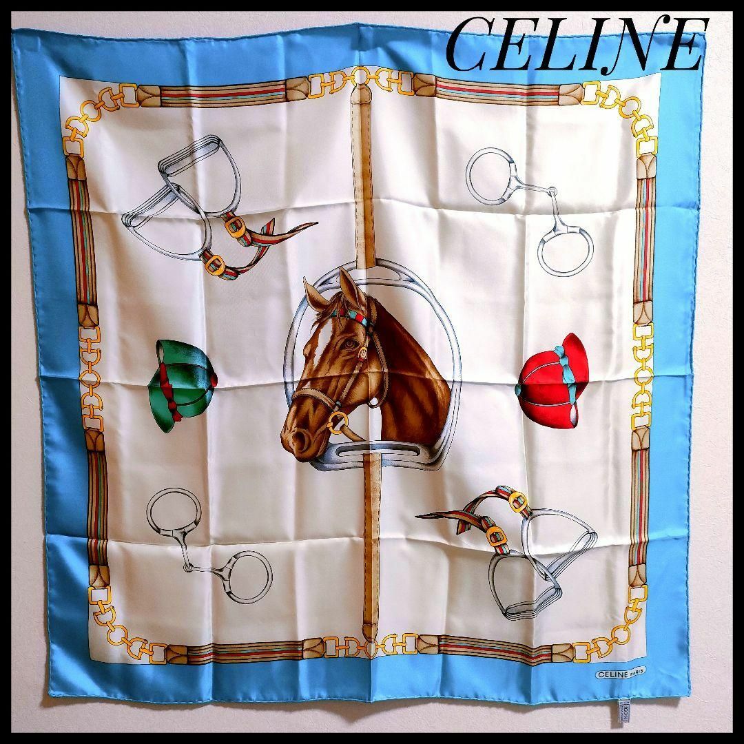 希少☆新品未使用 セリーヌ CELINE スカーフ シルク100 馬柄 ストール ...