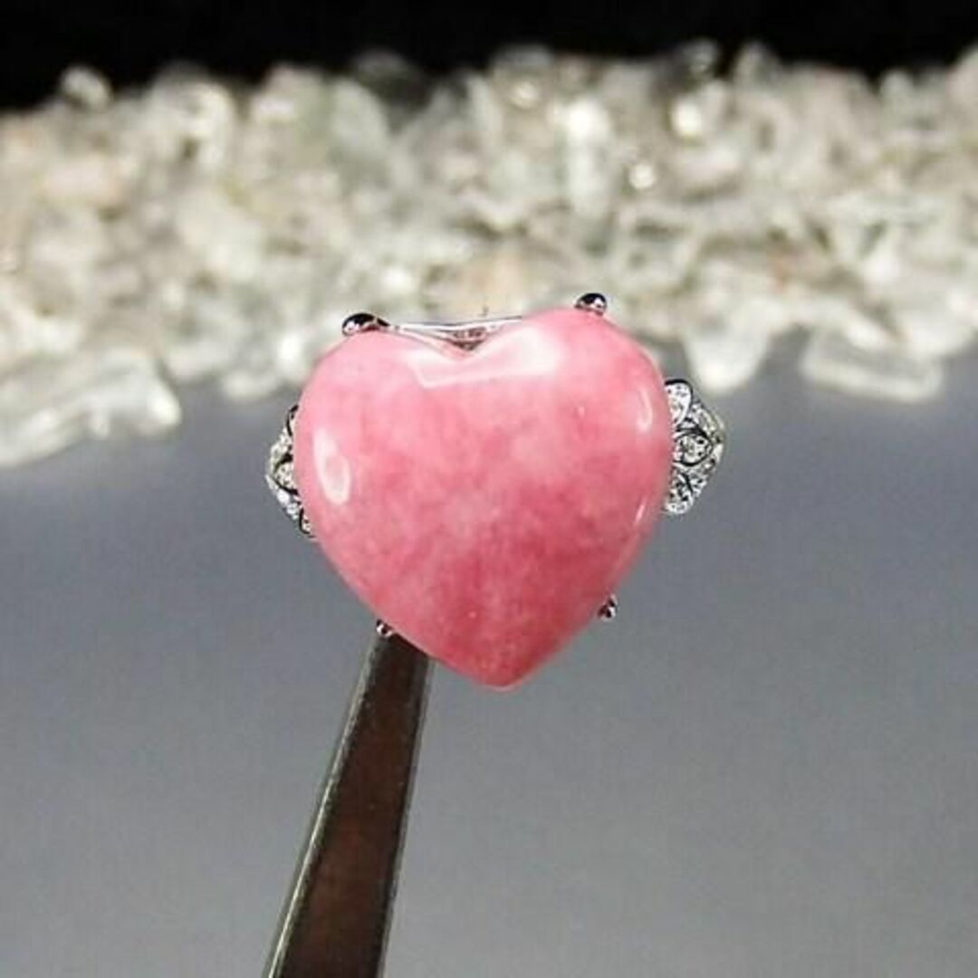 AAAロードナイト指輪ハート形大粒天然石リング薔薇輝石プライム レディースのアクセサリー(リング(指輪))の商品写真