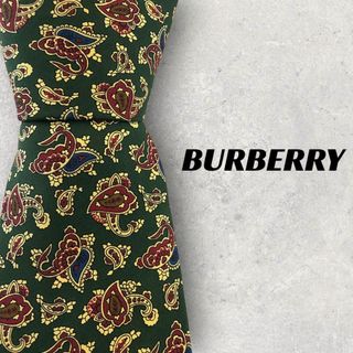 バーバリー(BURBERRY)の【5112】美品！BURBERRY　ネクタイ　グリーン系　ペイズリー(ネクタイ)