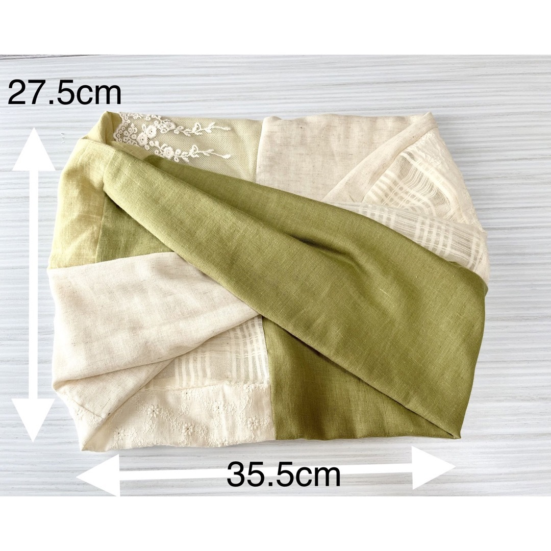 支援 No.523 一重巻き　6種6色 wgリネン　レース 刺繍 スヌード ハンドメイドのファッション小物(マフラー/ストール)の商品写真