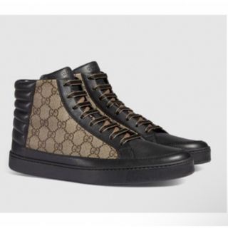 グッチ(Gucci)のGUCCI ブラックレザースニーカー　26.5〜27.5【証明書、箱付き✨】(スニーカー)