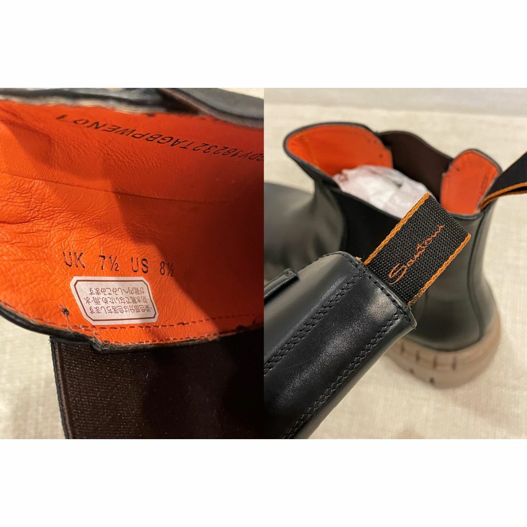 Santoni(サントーニ)の新品 Santoni サントーニ ブラックレザー ブーツ 7.5 サイドゴア メンズの靴/シューズ(ブーツ)の商品写真