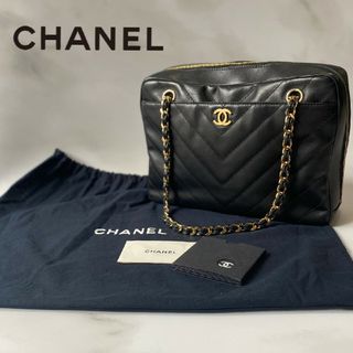 シャネル(CHANEL)のCHANELシャネル　Vステッチ チェーンショルダーバッグ ラムスキン ブラック(ショルダーバッグ)