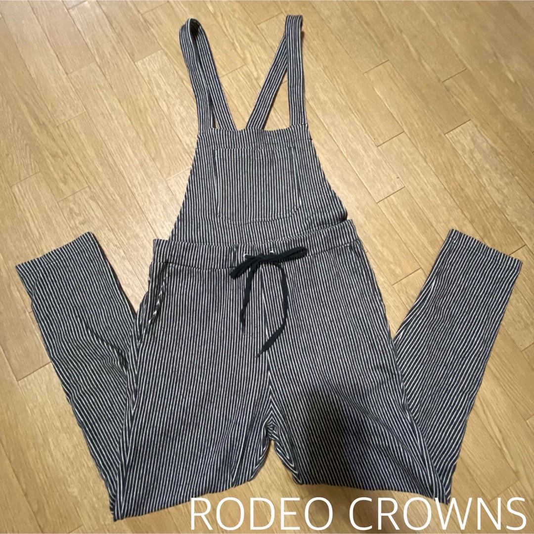 RODEO CROWNS(ロデオクラウンズ)のRODEOCROWNS ヒッコリーサロペット オーバーオール パンツ オシャレ レディースのパンツ(サロペット/オーバーオール)の商品写真