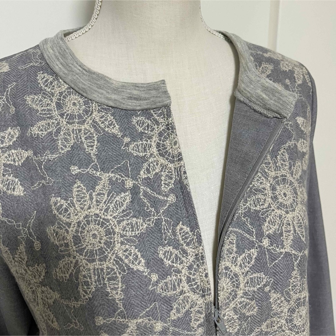 【1回のみ着用】日本製★CRESCENT フロントフルジップ 刺繍ワンピース