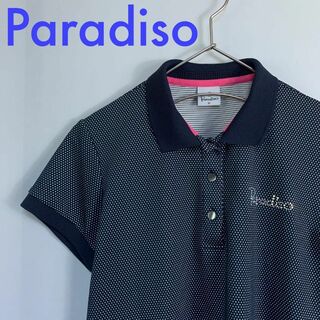 パラディーゾ(Paradiso)の美品 Paradiso パラディーゾ ゴルフウェア 半袖ポロシャツ ビジュー(ウエア)