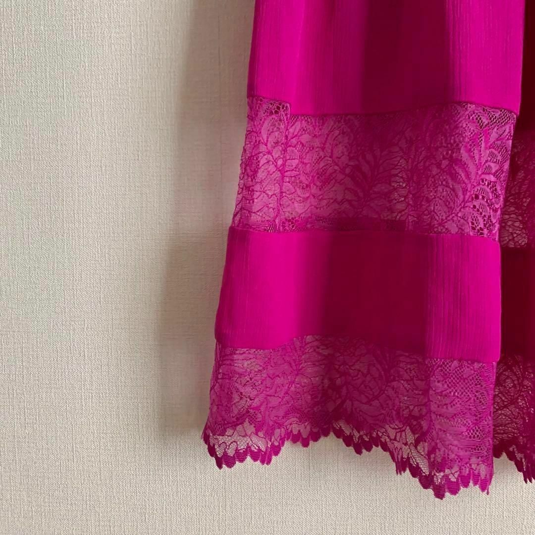 美品 MUVEIL プリーツスカート 36 紫 レース ロングスカート S