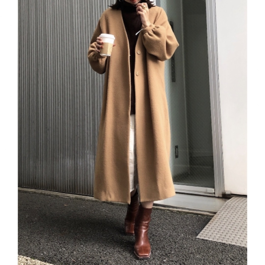 アメリ　2WAY NOCOLLAR BELT COAT