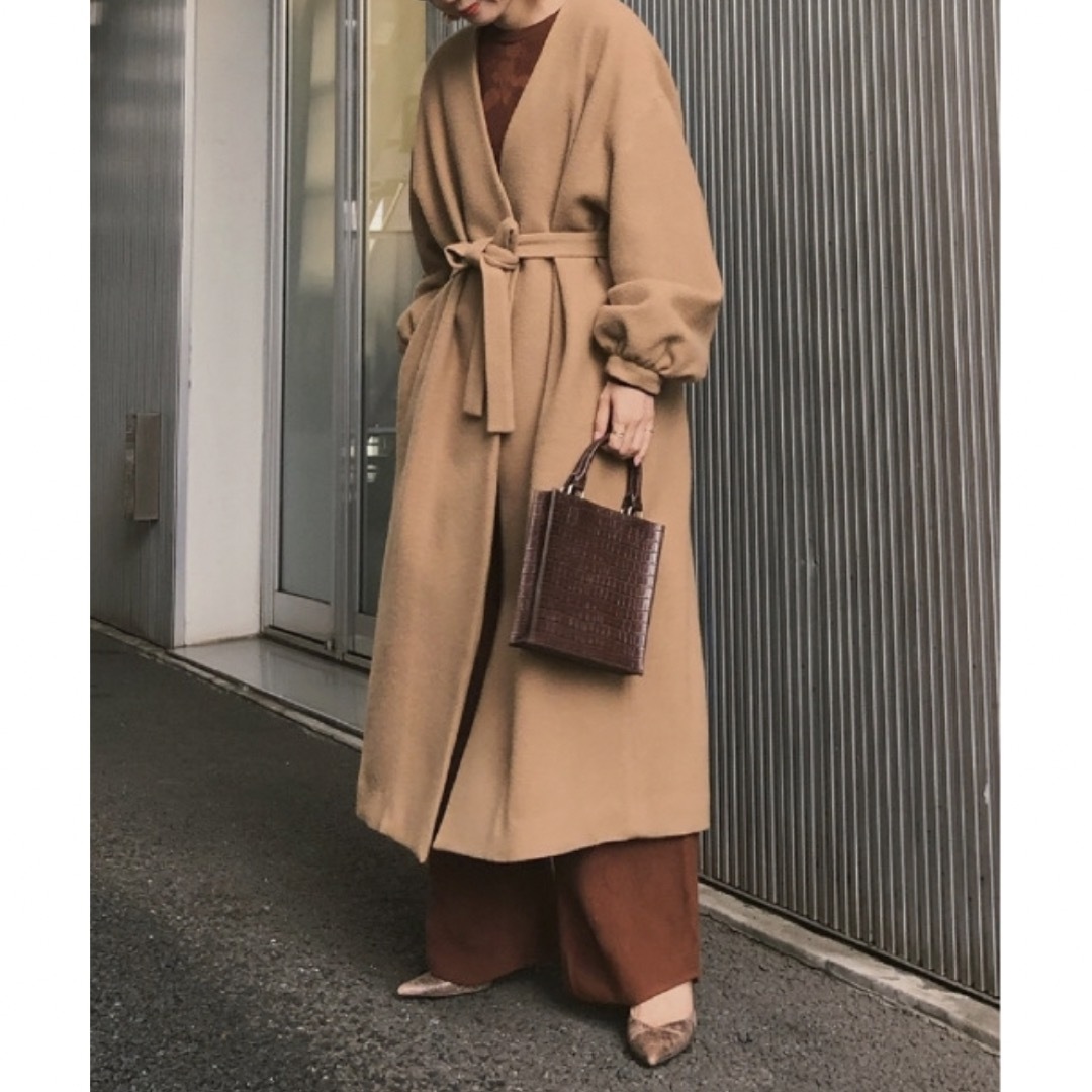 アメリ　2WAY NOCOLLAR BELT COAT