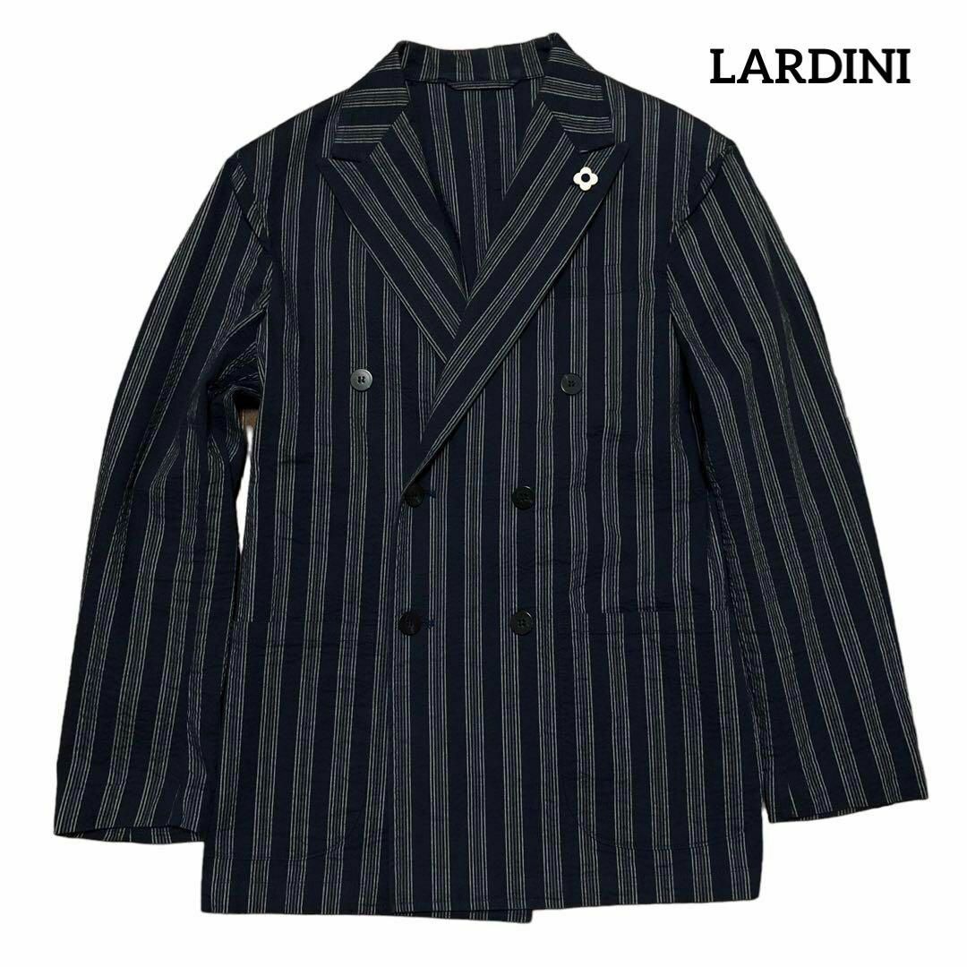 LARDINI ラルディーニ ダブルブレスト ジャケット ストライプ ネイビー