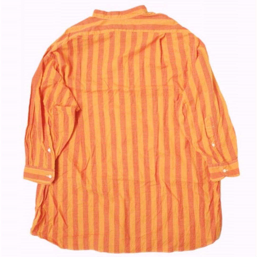 INDIVIDUALIZED SHIRTS x BEAMS BOY インディビジュアライズドシャツ ビームスボーイ 22SS 別注 アメリカ製 BAND SHIRTS バンドカラーストライプシャツ ONE SIZE ORANGE 長袖 ロング トップス【INDIVIDUALIZED SHIRTS × BEAMS BOY】 1