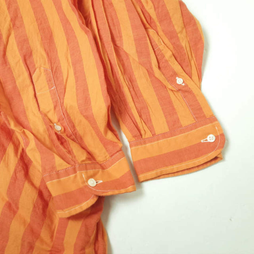 INDIVIDUALIZED SHIRTS x BEAMS BOY インディビジュアライズドシャツ ビームスボーイ 22SS 別注 アメリカ製 BAND SHIRTS バンドカラーストライプシャツ ONE SIZE ORANGE 長袖 ロング トップス【INDIVIDUALIZED SHIRTS × BEAMS BOY】 5