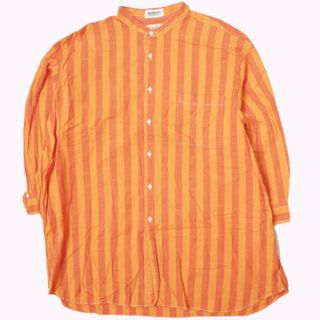 INDIVIDUALIZED SHIRTS x BEAMS BOY インディビジュアライズドシャツ ビームスボーイ 22SS 別注 アメリカ製 BAND SHIRTS バンドカラーストライプシャツ ONE SIZE ORANGE 長袖 ロング トップス【INDIVIDUALIZED SHIRTS × BEAMS BOY】