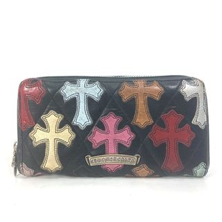 クロムハーツ(Chrome Hearts)のクロムハーツ CHROME HEARTS セメタリ―クロス マルチパッチ ラウンドファスナー 長財布 レザー ブラック(長財布)