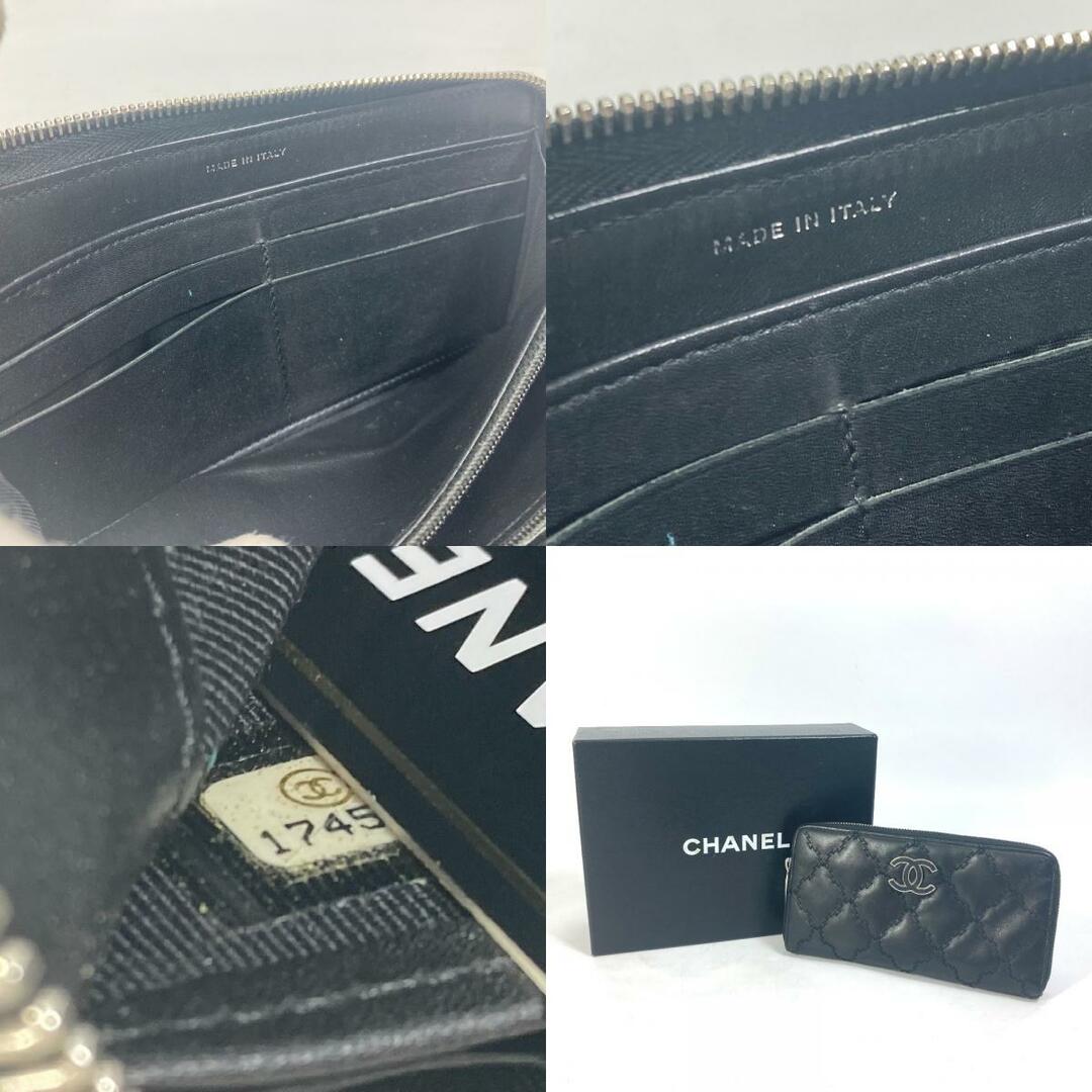 CHANEL(シャネル)のシャネル CHANEL マトラッセ キルティング ココマーク CC ラウンドファスナー 長財布 ラムスキン ブラック レディースのファッション小物(財布)の商品写真