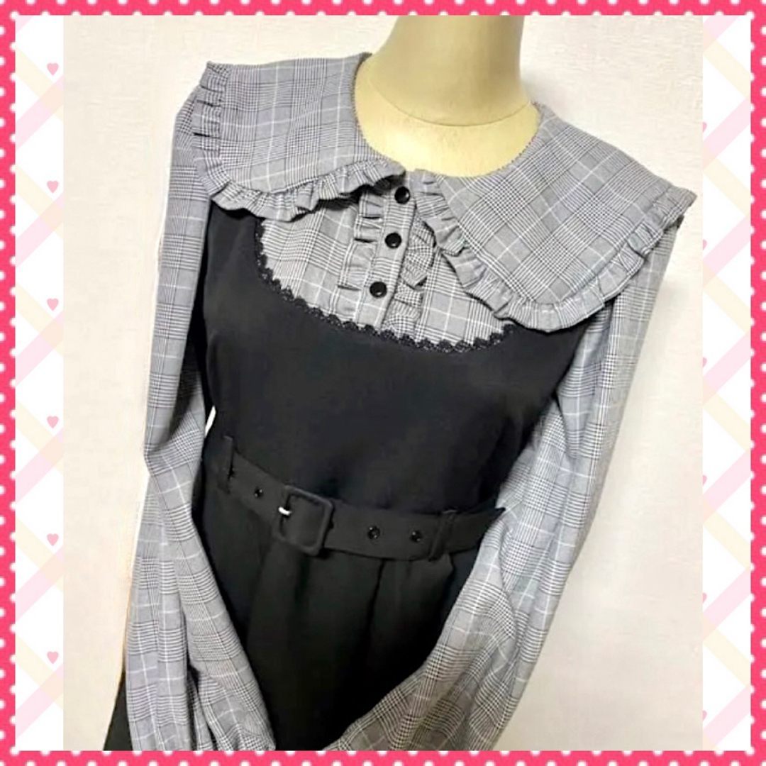 セーラカラーワンピース グレンチェック柄 夢展望 1