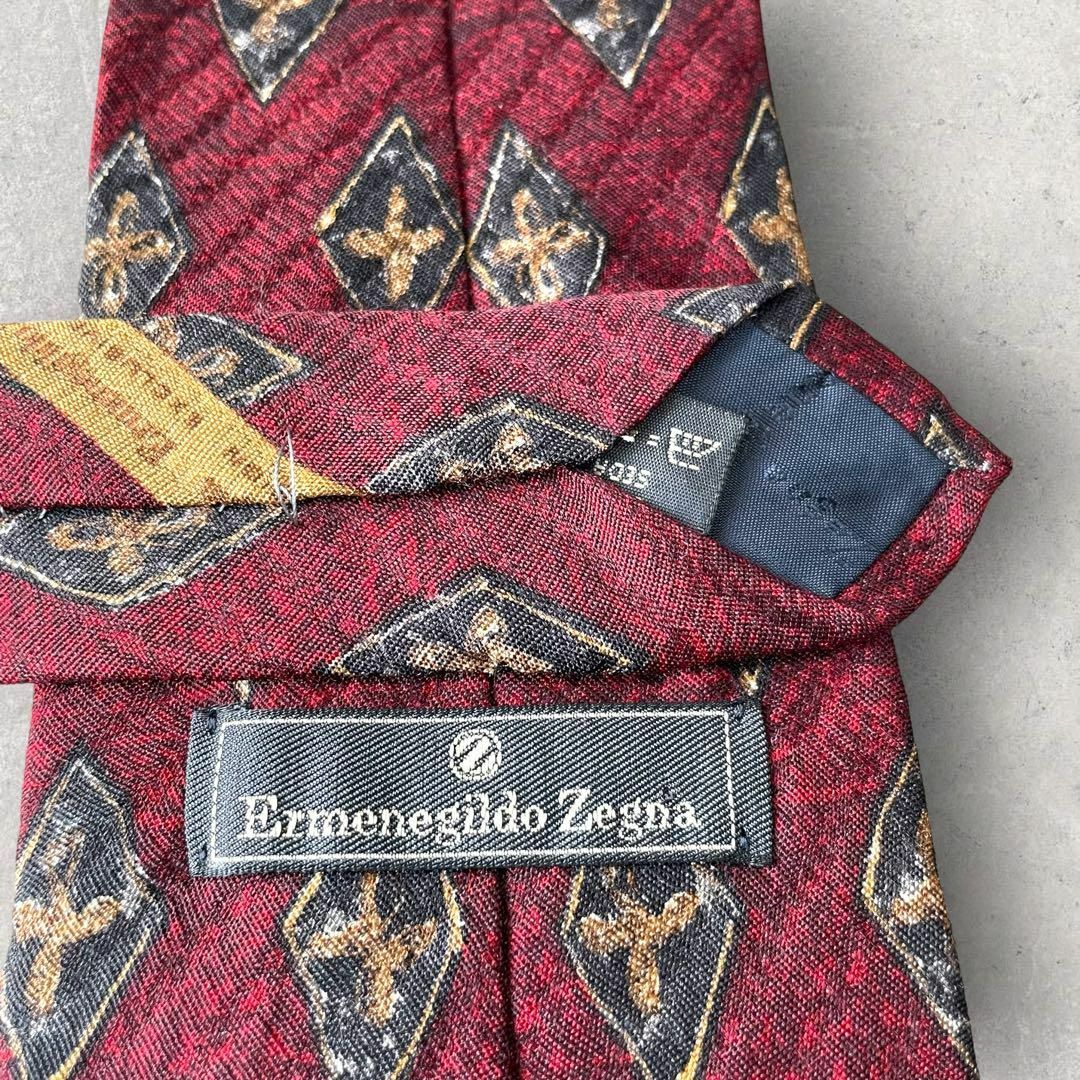 Ermenegildo Zegna(エルメネジルドゼニア)の美品 Ermenegildo Zegna 小紋柄 ひし形 ネクタイ ボルドー メンズのファッション小物(ネクタイ)の商品写真