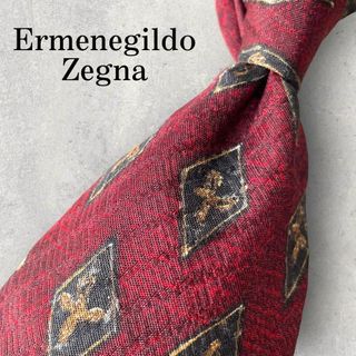 エルメネジルドゼニア(Ermenegildo Zegna)の美品 Ermenegildo Zegna 小紋柄 ひし形 ネクタイ ボルドー(ネクタイ)