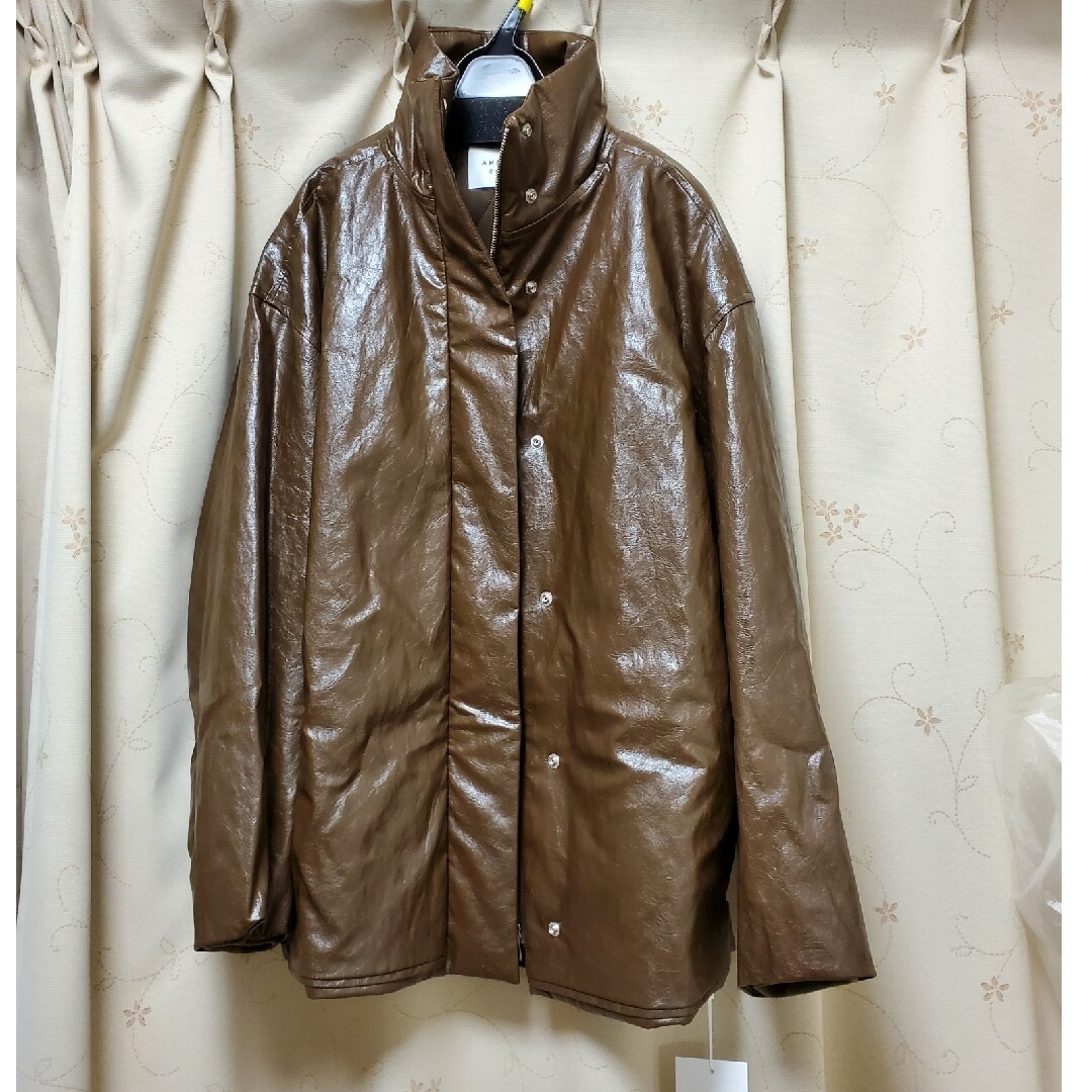 新品 PASTING LIKE FAKE LEATHER JACKET ブラウン