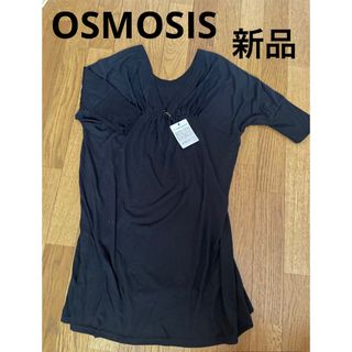 オズモーシス(OSMOSIS)の新品　未使用　タグ付　オズモーシス　チュニック　ミニワンピース　黒　五部袖　無地(チュニック)