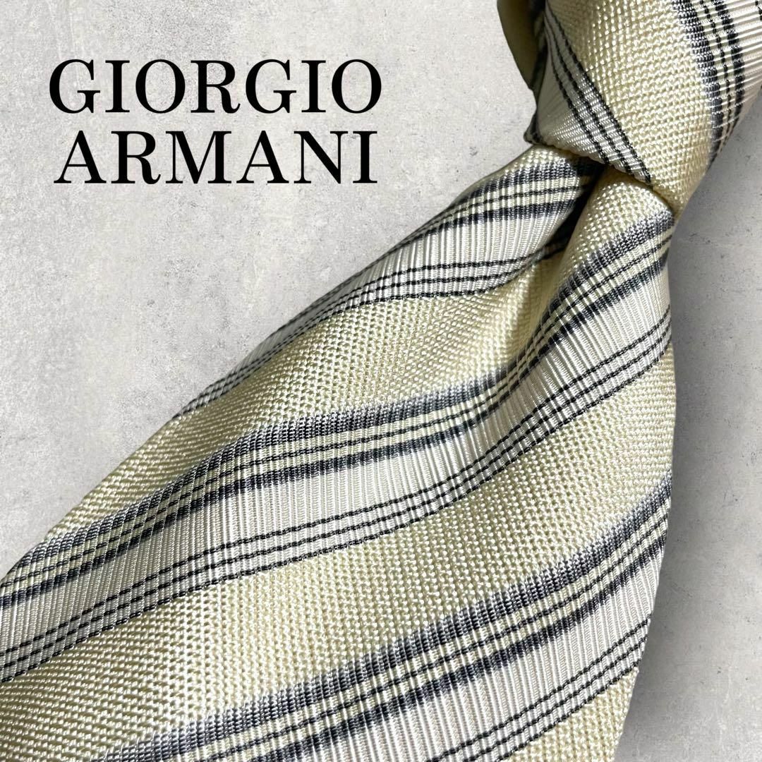 ✨美品✨ ARMANI ジョルジオアルマーニ ネクタイ シルク ストライプ ロゴ