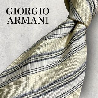 ジョルジオアルマーニ(Giorgio Armani)の美品 GIORGIO ARMANIストライプ レジメンタル ネクタイ ベージュ(ネクタイ)