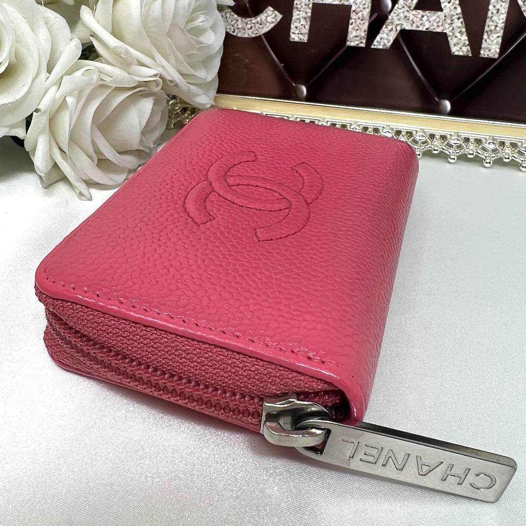 CHANEL シャネル キャビスキン ココマーク ラウンドジップ コインケース-