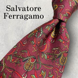 サルヴァトーレフェラガモ(Salvatore Ferragamo)の美品 Salvatore Ferragamo 馬具 ムチ ネクタイ ボルドー(ネクタイ)