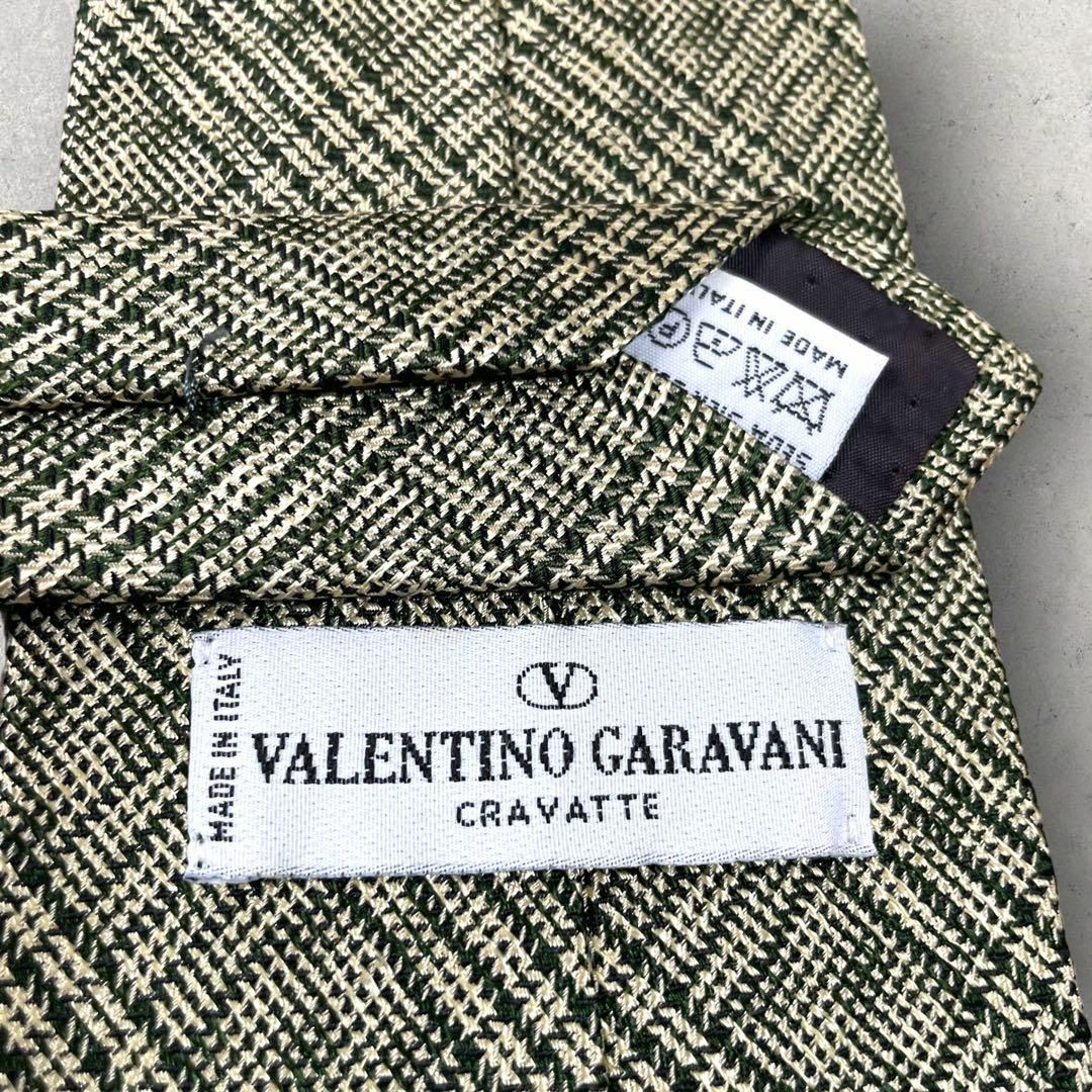 valentino garavani(ヴァレンティノガラヴァーニ)の美品 VALENTINO GARAVANI ギンガムチェック ネクタイ カーキ メンズのファッション小物(ネクタイ)の商品写真