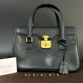 グッチ(Gucci)のグッチ GUCCI ハンドバッグ レディロック カーフレザー ネイビー 鍵付き(ハンドバッグ)