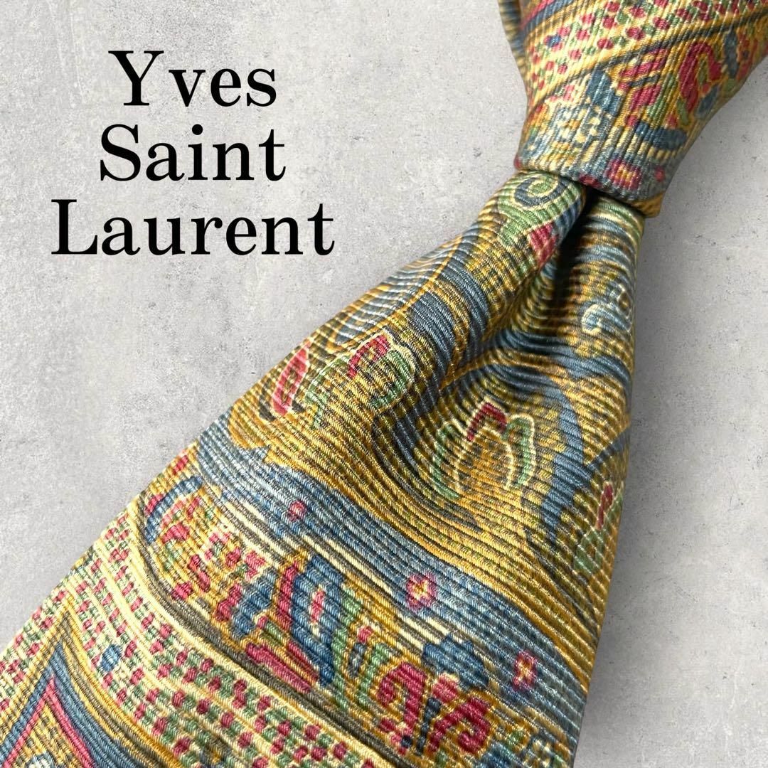 美品 Yves Saint Laurent ペイズリー柄 ネクタイ ベージュ | フリマアプリ ラクマ