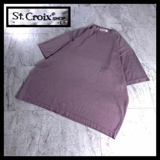 USA製 St.Croix コットン ボーダー ニット Tシャツ 薄紫 ピンク(Tシャツ/カットソー(半袖/袖なし))