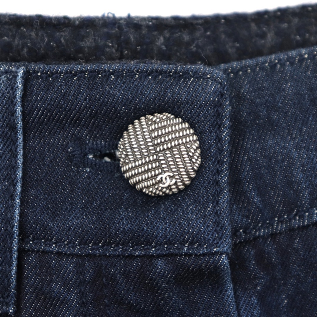 美品 シャネル P52 デニム ショートパンツ レディース インディゴ 36 コットン ココマークボタン CHANEL シャネル デニムショートパンツお値下げ中❗️