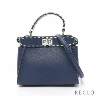 フェンディ(FENDI)のミニピーカブー ハンドバッグ レザー ブルー 2WAY(ハンドバッグ)