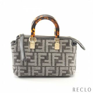 フェンディ(FENDI)のバイザウェイ ミニ ハンドバッグ ファブリック グレーベージュ べっ甲柄ハンドル(ハンドバッグ)