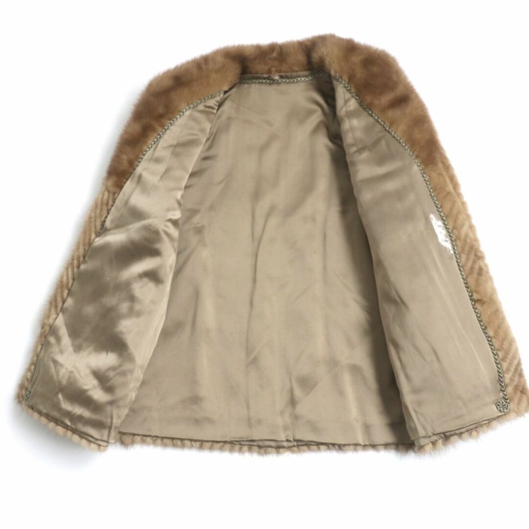 良品▼MINK デザインミンク 本毛皮ジャケット/ショートコート ライトブラウン 毛質艶やか・柔らか◎ 4
