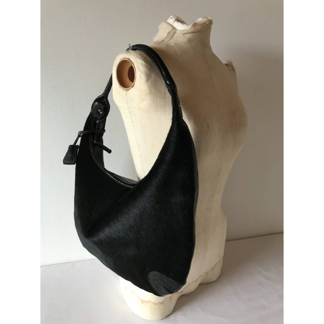 極美品◎PEAKSPEAKピークスピーク ハラコファーレザーショルダーバッグ 黒 2