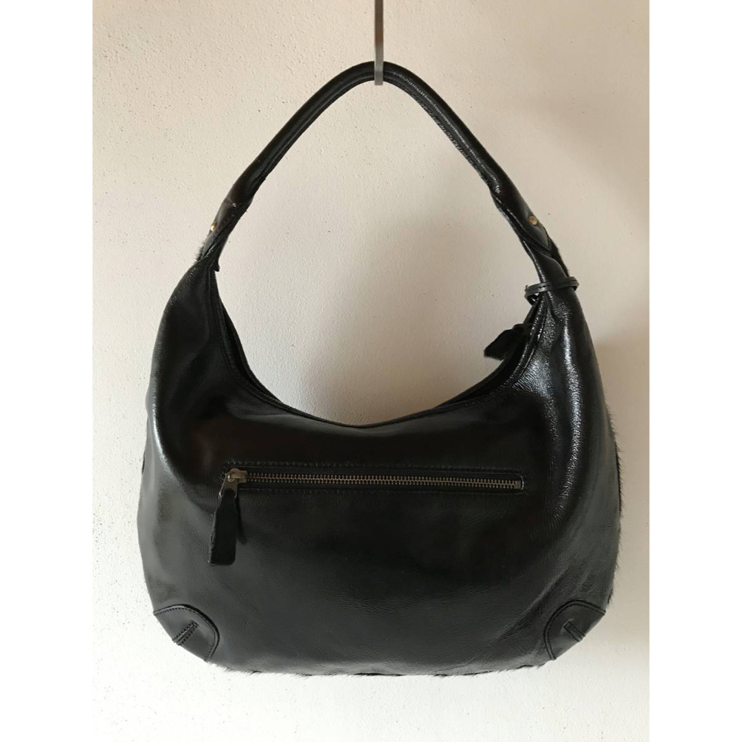 極美品◎PEAKSPEAKピークスピーク ハラコファーレザーショルダーバッグ 黒 1