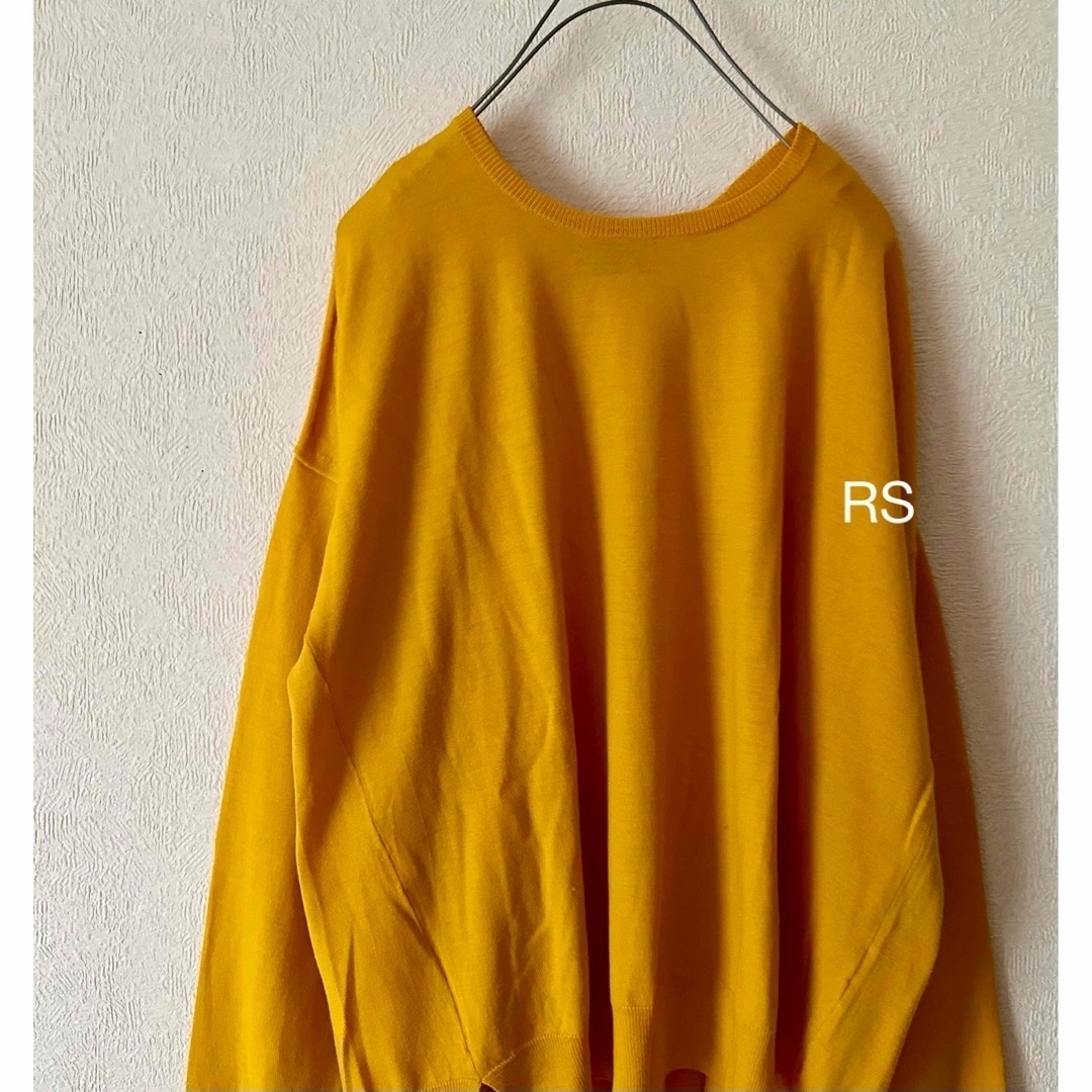 Drawer yellow wool バッグデザイン クルーネックニット-
