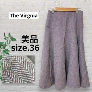 【美品】The Virgniaザヴァージニア 総柄 ツイードフレアスカート 36(ひざ丈スカート)
