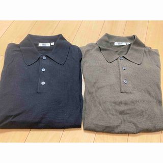 ユニクロ(UNIQLO)の2枚セット　ユニクロ　ユニクロユー　UNIQLO U  ニットポロ　長袖　L(ニット/セーター)